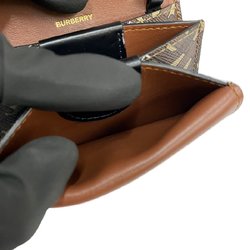 BURBERRY TB Monogram Leather Chain Wallet Mini Shoulder Bag Brown Coin Purse