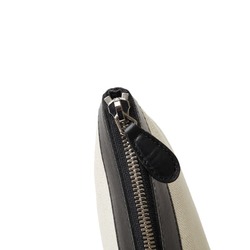Balenciaga Navy Clip M Second Bag Clutch 420407 Ivory Black Canvas Leather Ladies BALENCIAGA