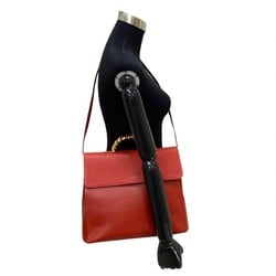 LOEWE Loewe Logo Velazquez Twist Handle Leather Genuine 2way Handbag Shoulder Bag Red