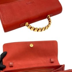 LOEWE Loewe Logo Velazquez Twist Handle Leather Genuine 2way Handbag Shoulder Bag Red