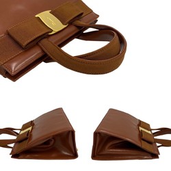 Salvatore Ferragamo Vara Ribbon Calf Leather 2way Handbag Shoulder Bag Brown