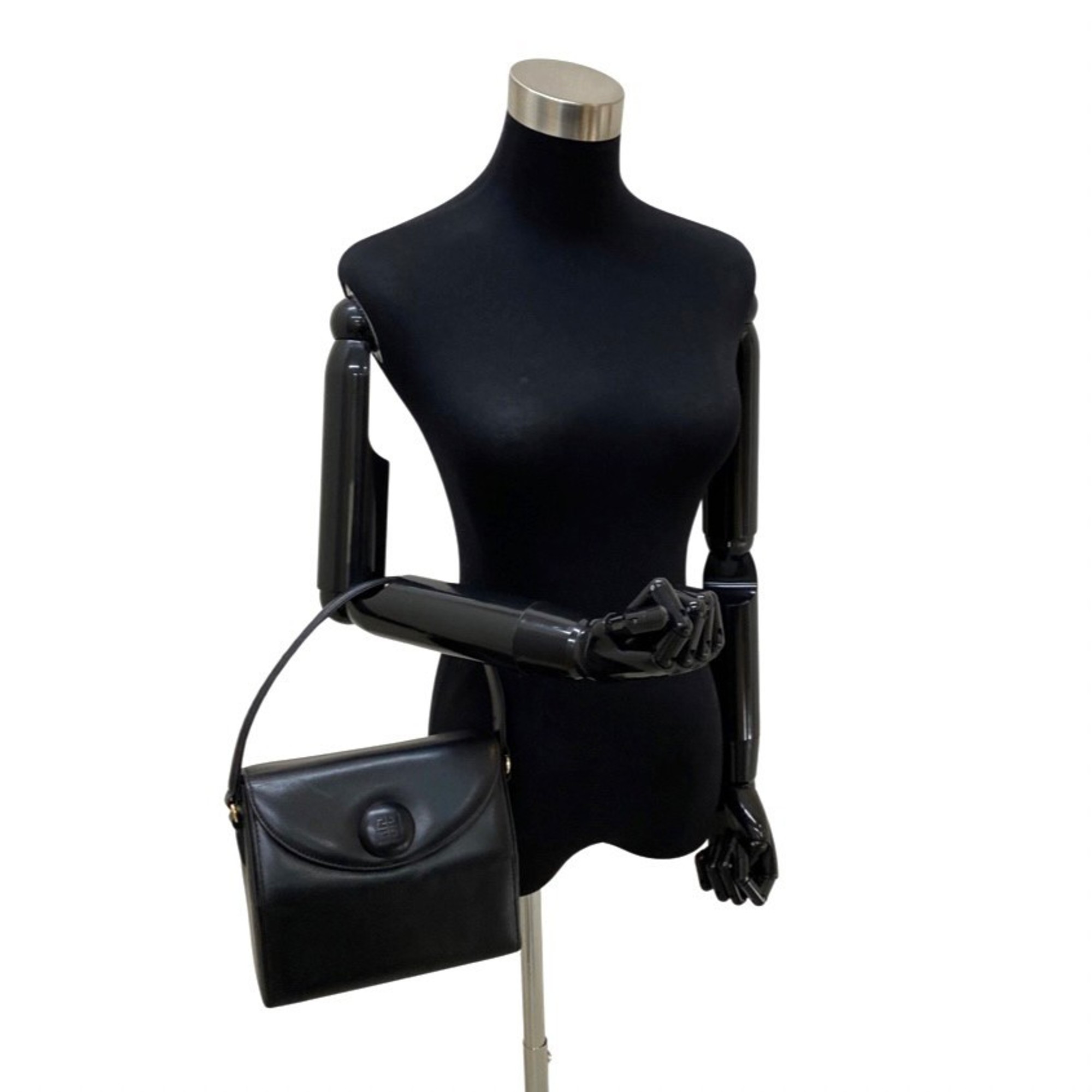 GIVENCHY Givenchy 4G logo metal fittings leather genuine handbag mini tote bag black