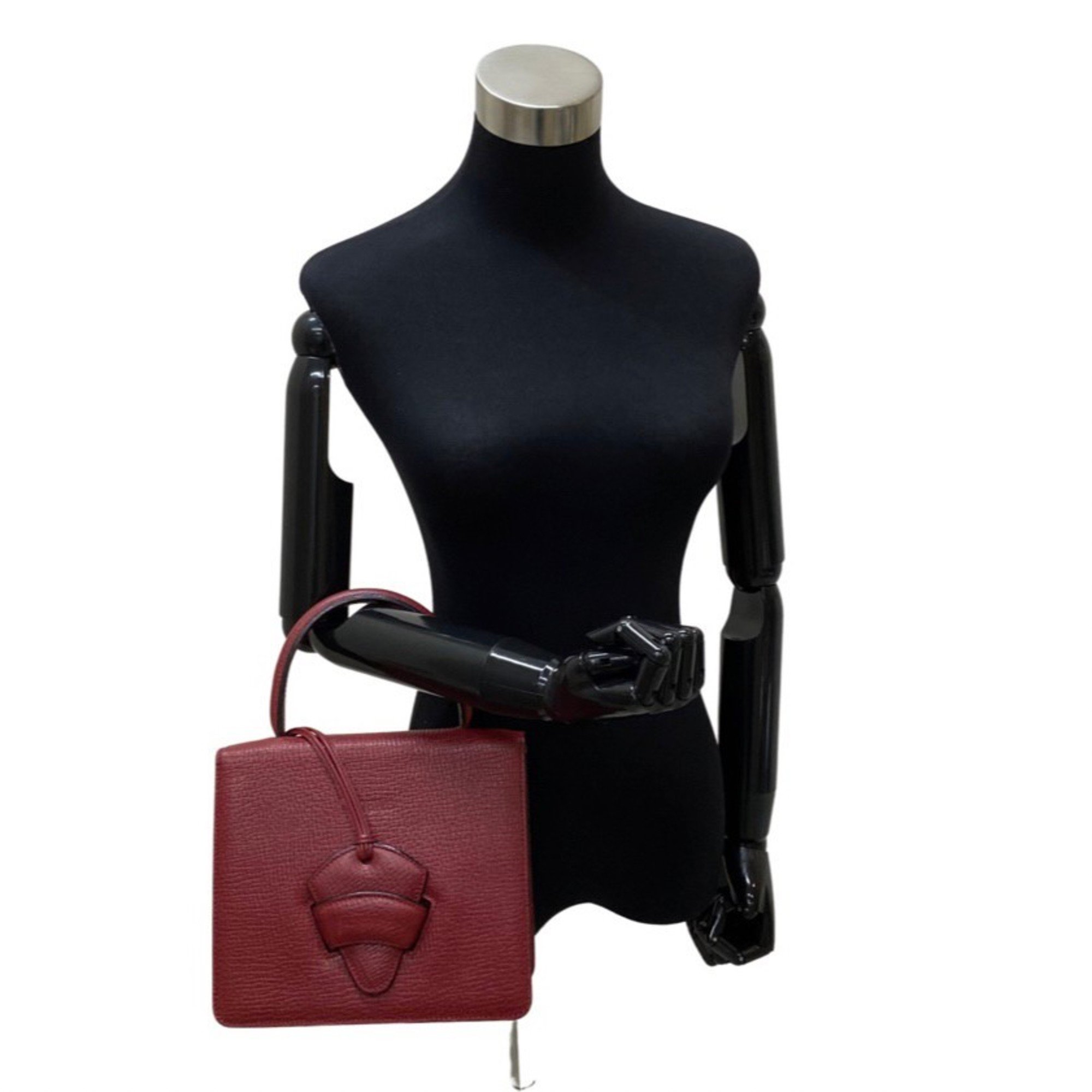 LOEWE Barcelona Logo All Leather Genuine 2way Handbag Mini Shoulder Bag Red