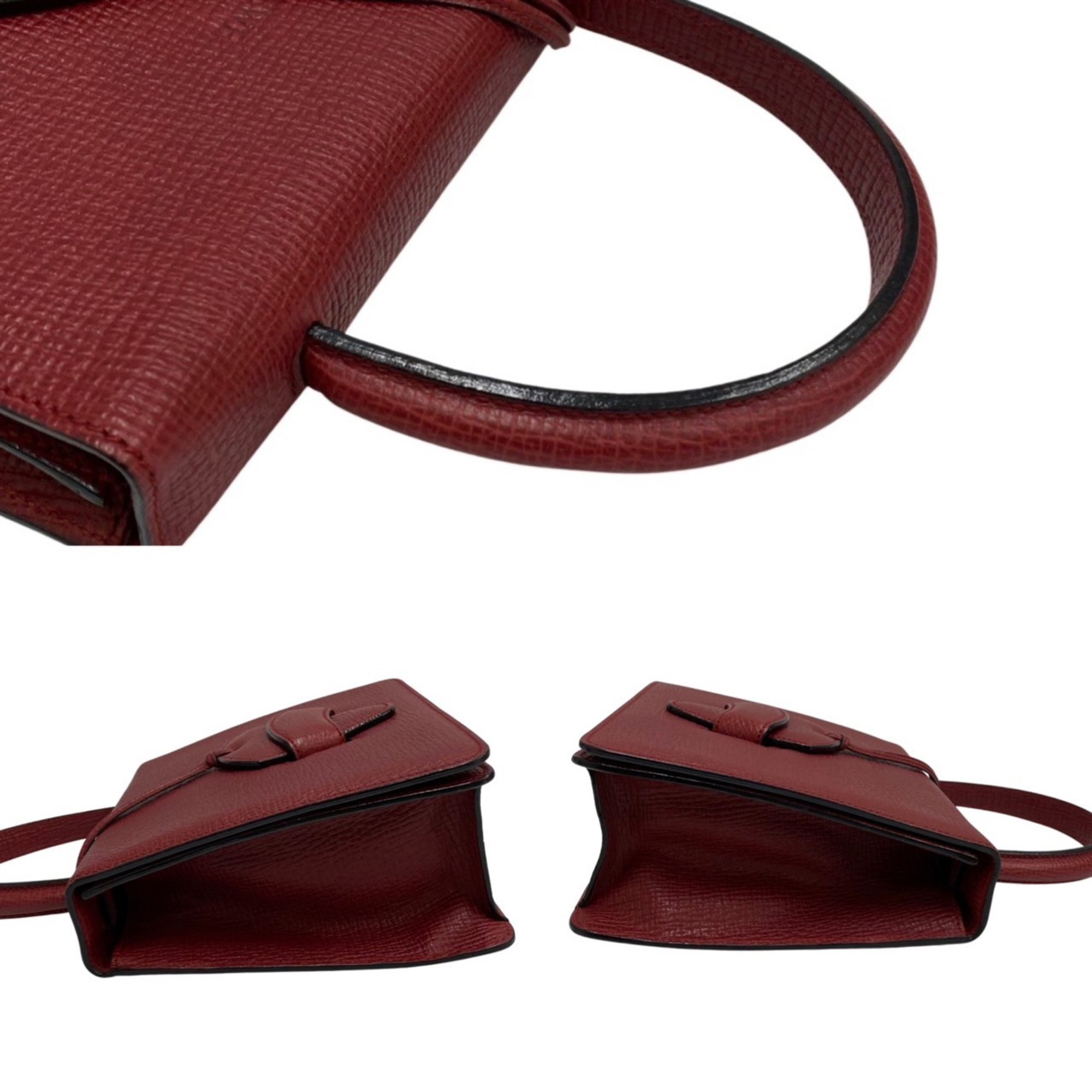 LOEWE Barcelona Logo All Leather Genuine 2way Handbag Mini Shoulder Bag Red