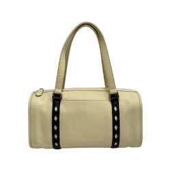 YVES SAINT LAURENT Yves Saint Laurent Cutout Leather Genuine Handbag Mini Boston Ivory