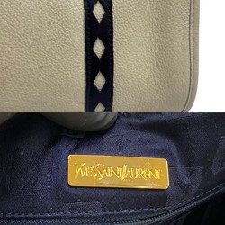 YVES SAINT LAURENT Yves Saint Laurent Cutout Leather Genuine Handbag Mini Boston Ivory