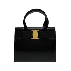 Salvatore Ferragamo Vara Ribbon Leather Genuine Handbag Mini Tote Bag Black