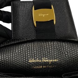 Salvatore Ferragamo Vara Ribbon Metal Fittings Leather Genuine Bifold Coin Purse Case Card Black
