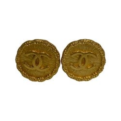 CHANEL 93A Coco Mark Logo Motif Earrings Accessories Gold