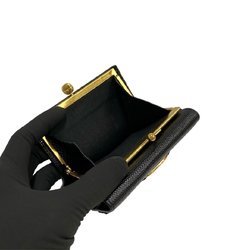 Salvatore Ferragamo Vara Ribbon Hardware Leather Genuine Clasp Bifold Wallet Folding Mini Black