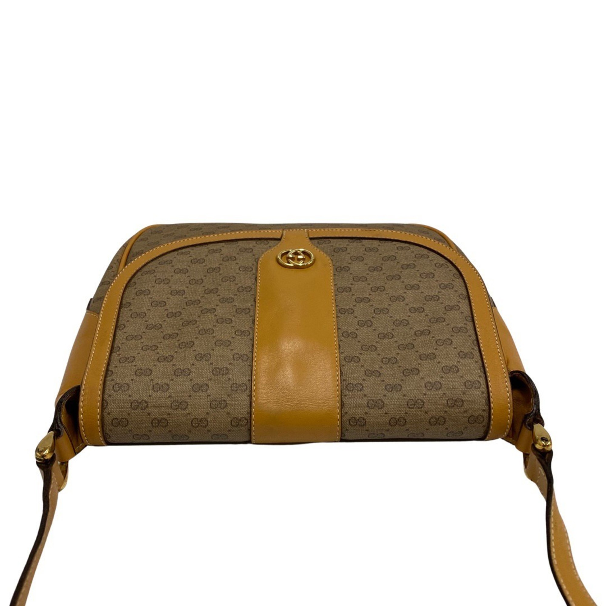 GUCCI Gucci Old Vintage Micro GG Logo Hardware Leather Mini Shoulder Bag Pochette Brown