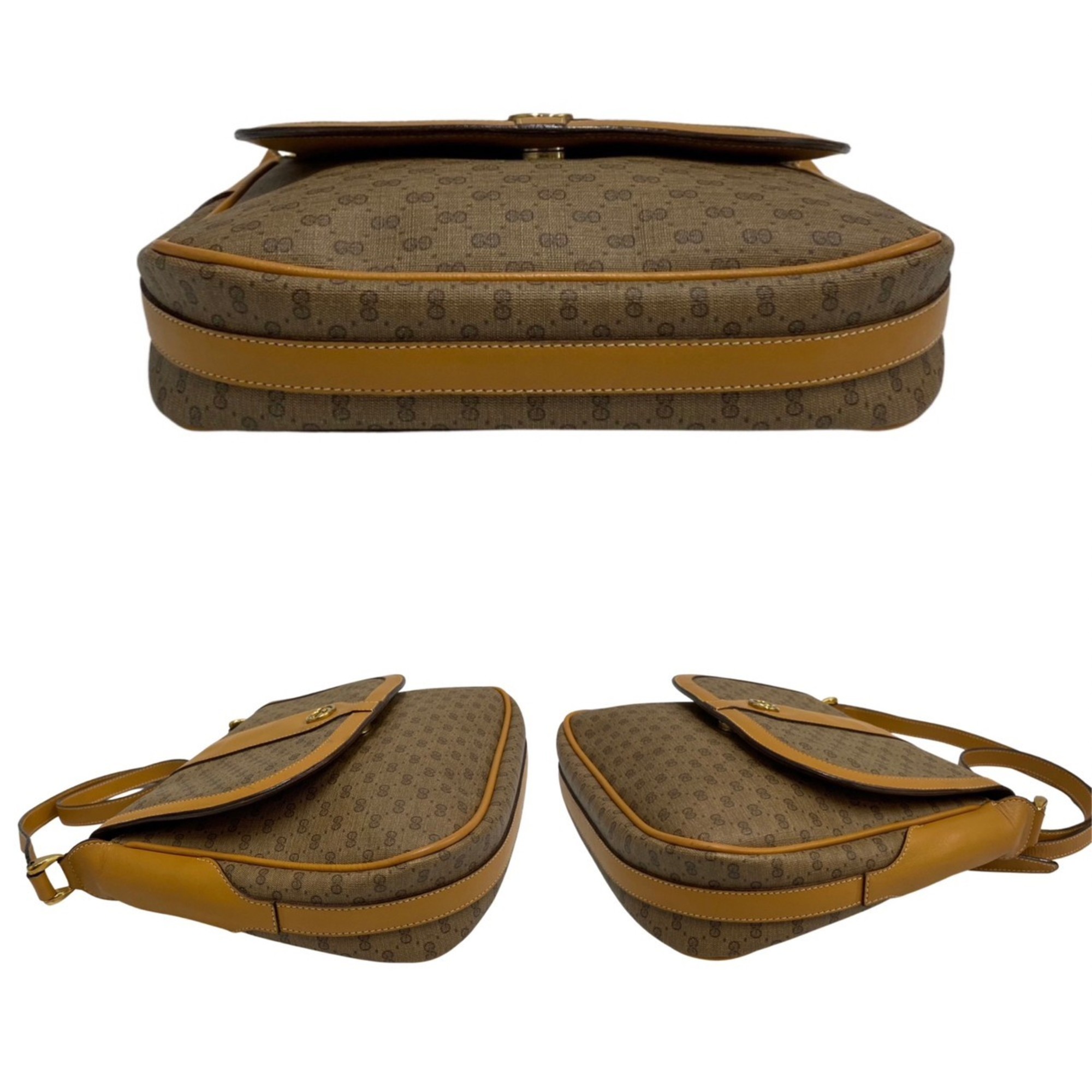 GUCCI Gucci Old Vintage Micro GG Logo Hardware Leather Mini Shoulder Bag Pochette Brown