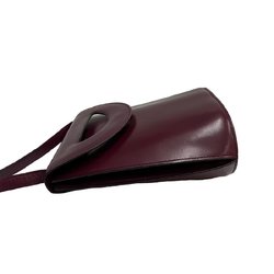 CELINE Vintage Calf Leather Genuine Mini Shoulder Bag Pochette Sacoche Bordeaux Red
