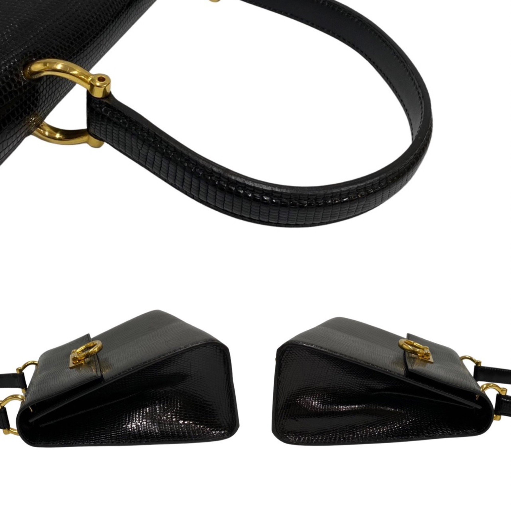 CELINE Vintage Logo Hardware Leather Genuine Handbag Mini Tote Bag Black Red Lining