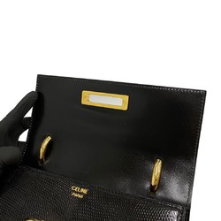 CELINE Vintage Logo Hardware Leather Genuine Handbag Mini Tote Bag Black Red Lining