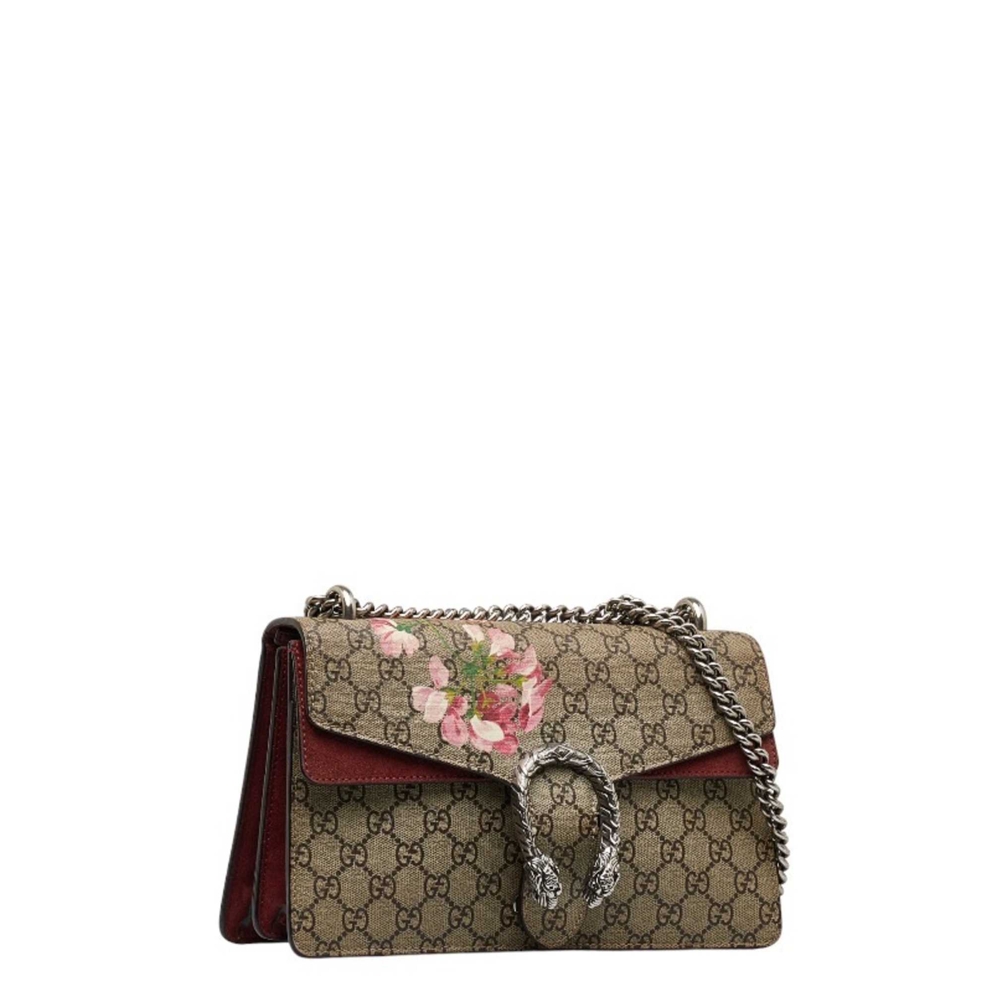 Gucci GG Blooms Dionysus Chain Shoulder Bag 400249 Beige Wine Red PVC Suede Women's GUCCI
