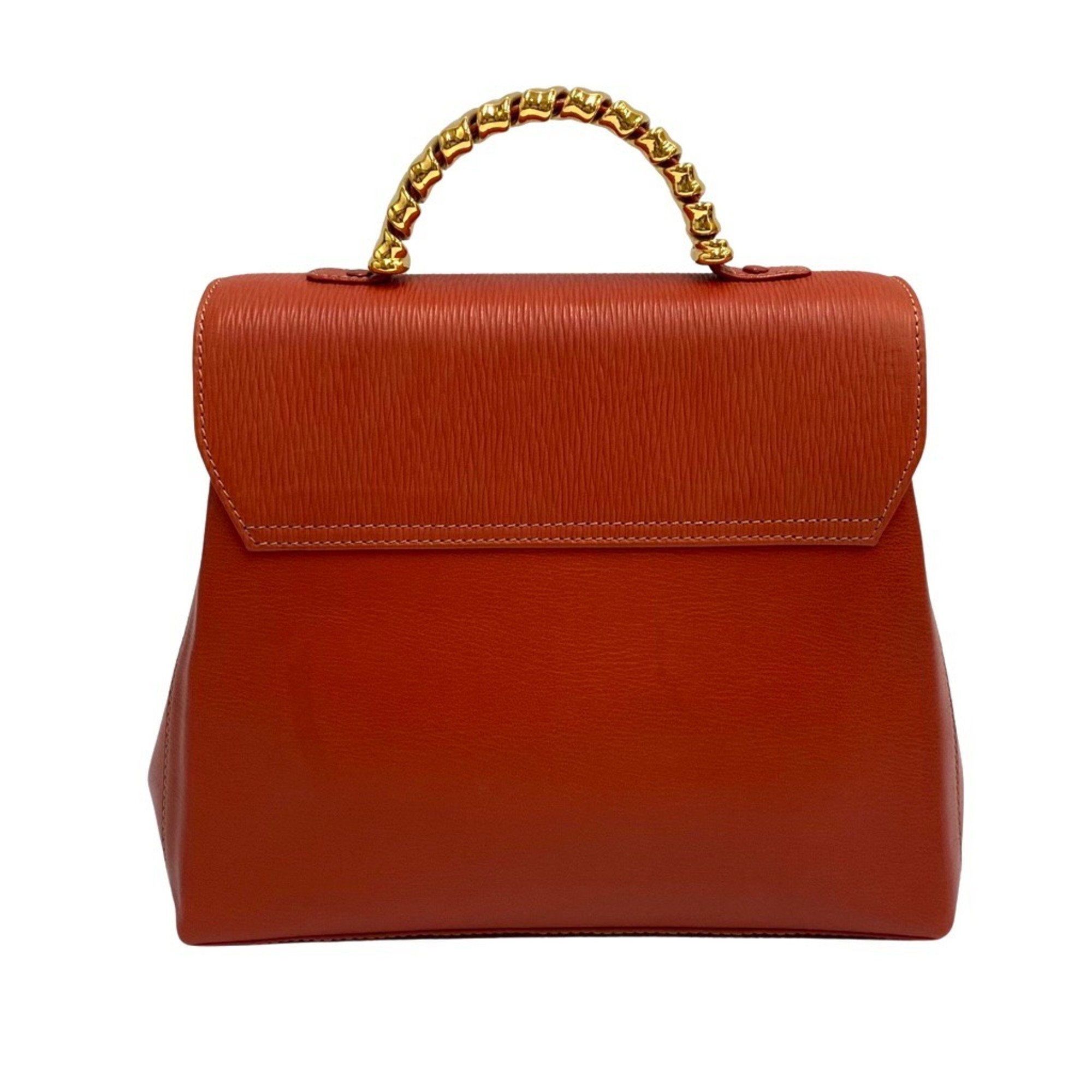 LOEWE Loewe Logo Velazquez Twist Handle Leather Genuine 2way Handbag Shoulder Bag Orange