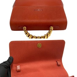 LOEWE Loewe Logo Velazquez Twist Handle Leather Genuine 2way Handbag Shoulder Bag Orange