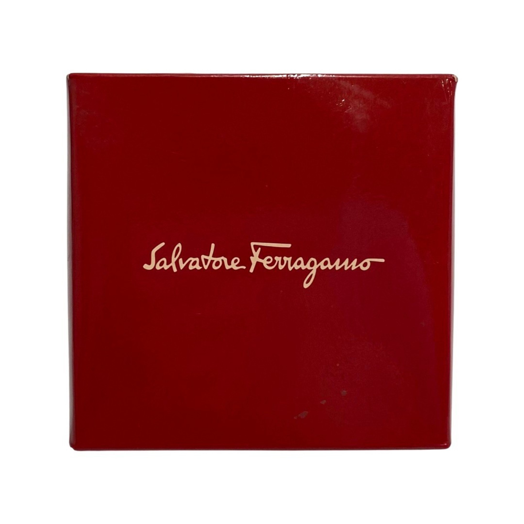 Salvatore Ferragamo Vara Ribbon Hardware Leather Genuine Bifold Wallet Folding Black