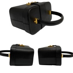FENDI Vintage Logo Metal Fittings Vanity Bag Epi Leather Genuine 2way Handbag Shoulder Black