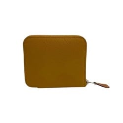 HERMES Azap Compact Silk-in Vo-Epson Leather Coin Case Purse Brown