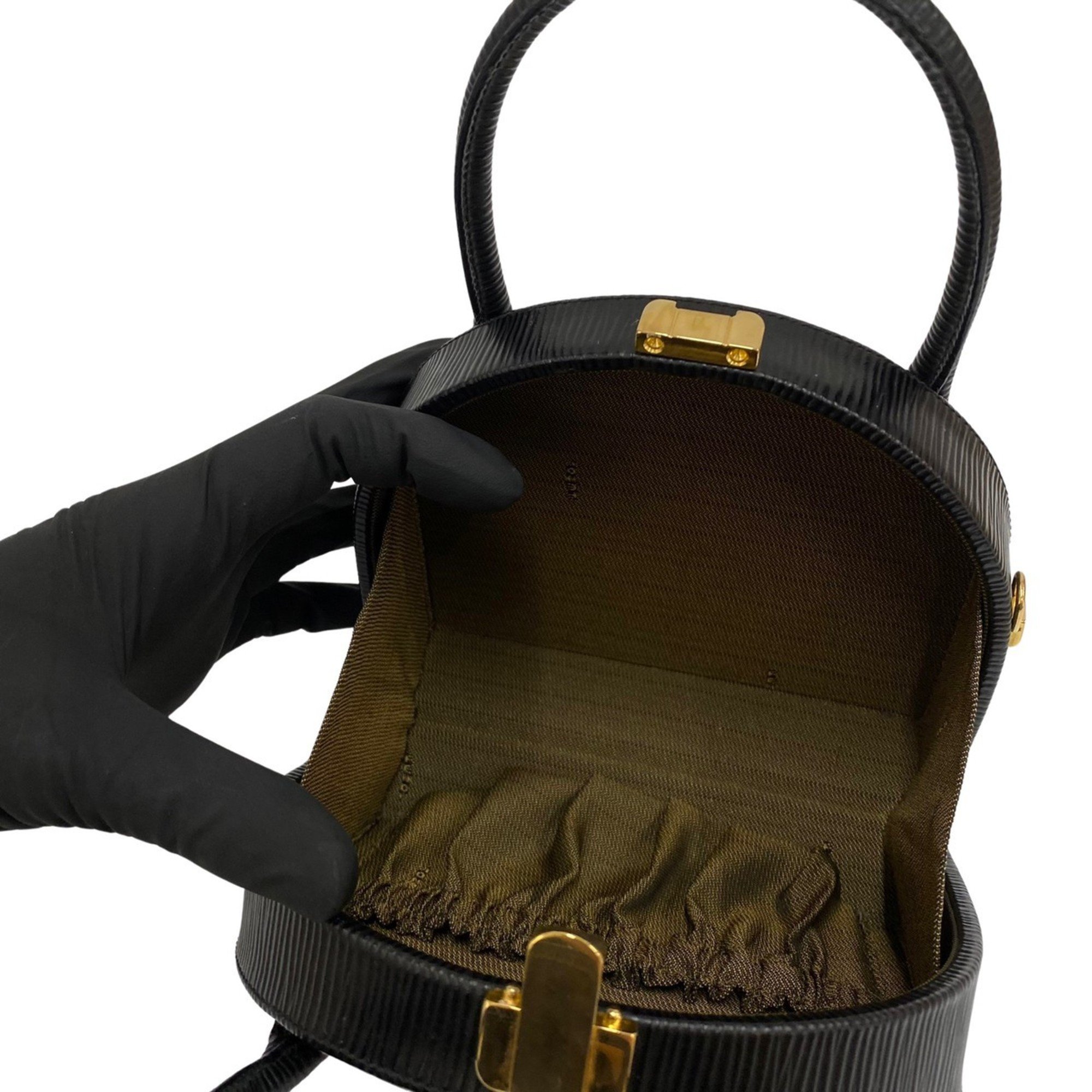 FENDI Epi leather genuine 2way handbag mini shoulder bag vanity black
