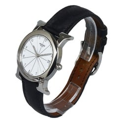 Hermes H Watch Rondo HR1.510 Quartz White Dial Stainless Steel Leather Ladies HERMES