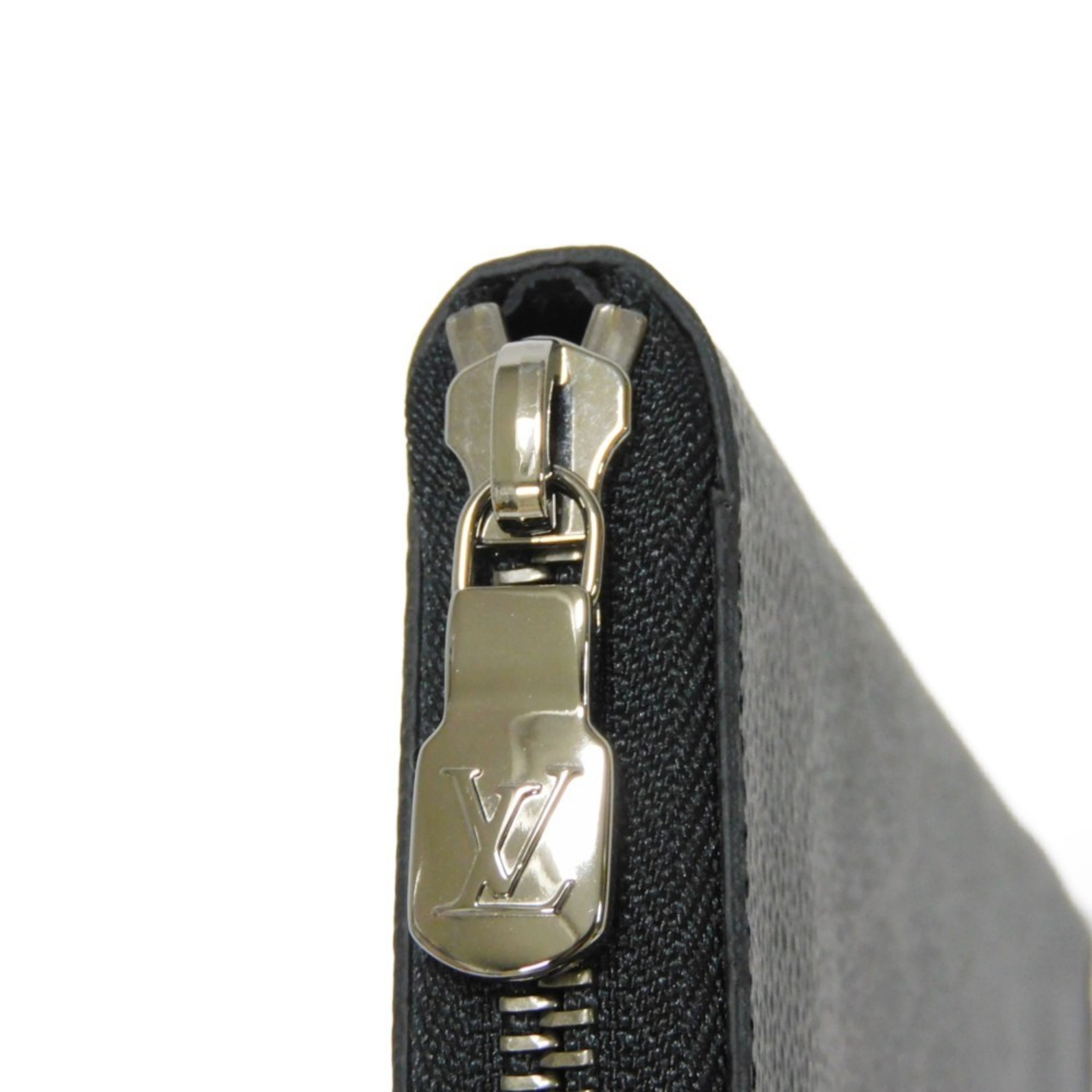 LOUIS VUITTON Long Wallet Zippy Vertical LV Logo Round Zipper Monogram Eclipse Noir M62295 Men's Billfold