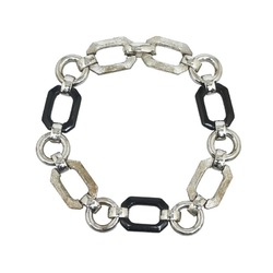 Christian Dior Dior chain link necklace silver black metal plastic ladies