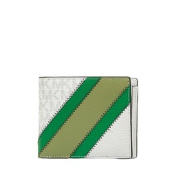 Michael Kors Monogram Bifold Wallet White Green Leather PVC Women's