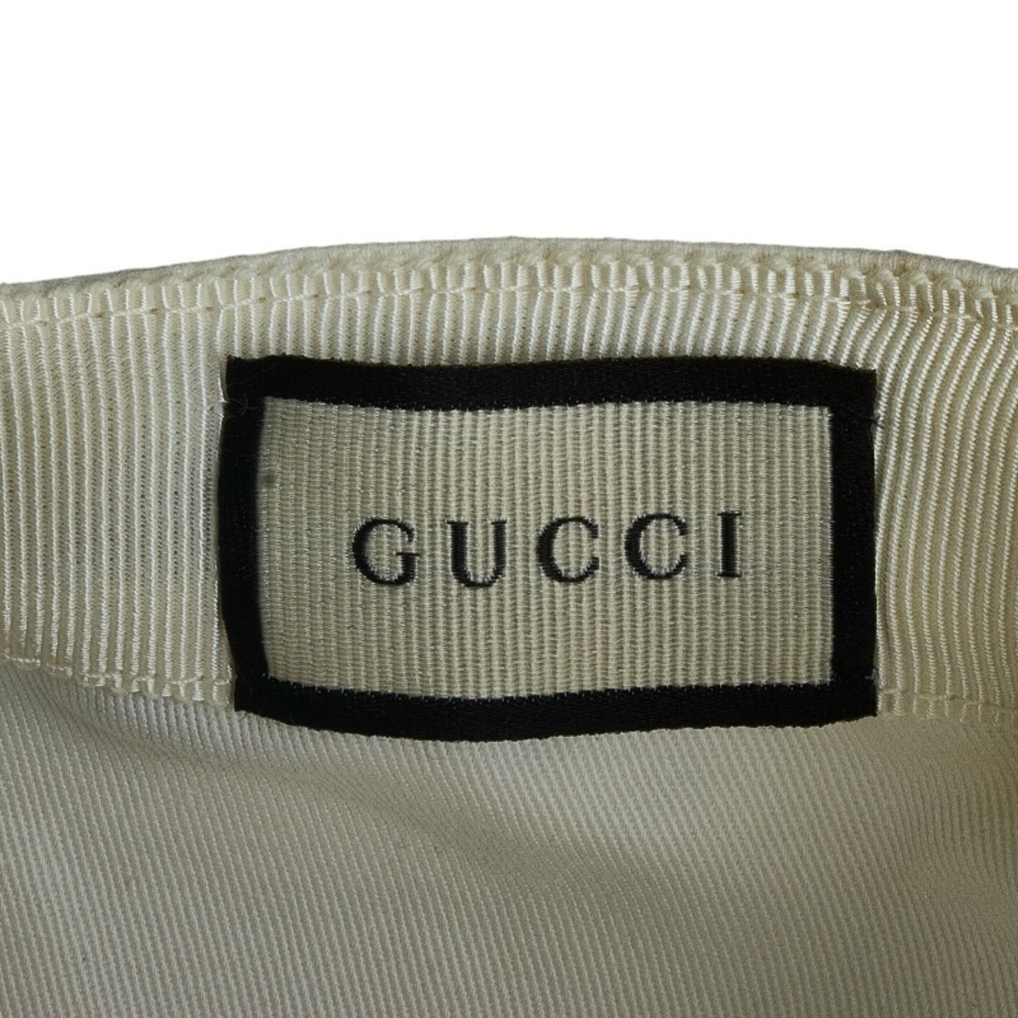 Gucci Baseball Cap 08.338.986 White Canvas Leather Women's GUCCI