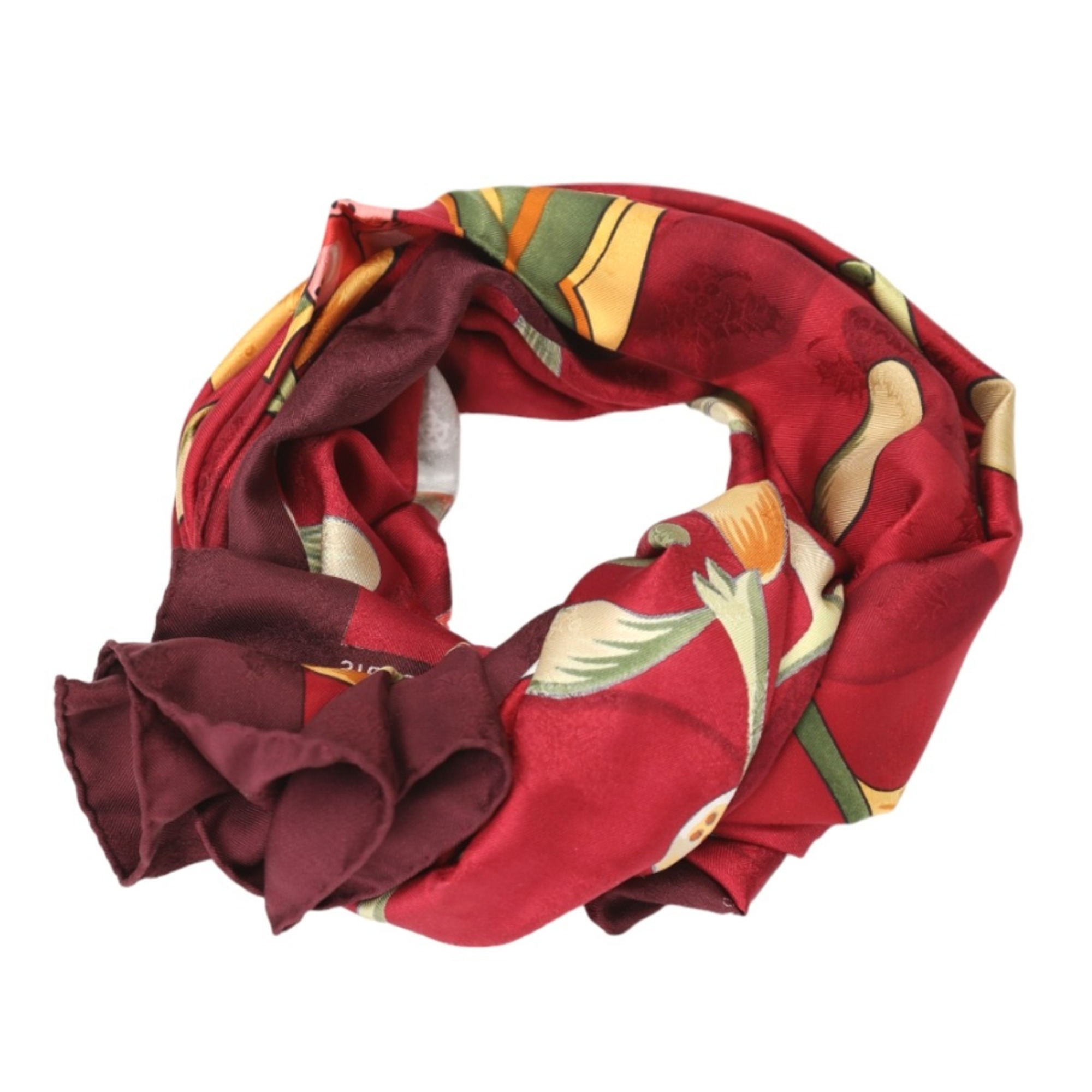 HERMES Scarf Last Year's Snow Holly Fruit Kare90 Hermes Red