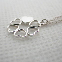TIFFANY 925 Heart Four Leaf Clover Pendant Necklace