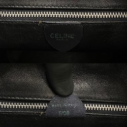 CELINE Circle Logo Metal Fittings Calf Leather Genuine One Semi Shoulder Bag Tote Black