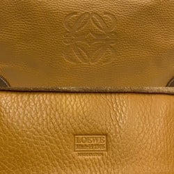 LOEWE Anagram Logo Amazona 75 Leather Genuine Mini Boston Bag Handbag Brown Beige
