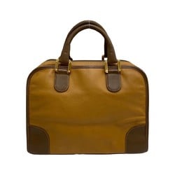 LOEWE Anagram Logo Amazona 75 Leather Genuine Mini Boston Bag Handbag Brown Beige