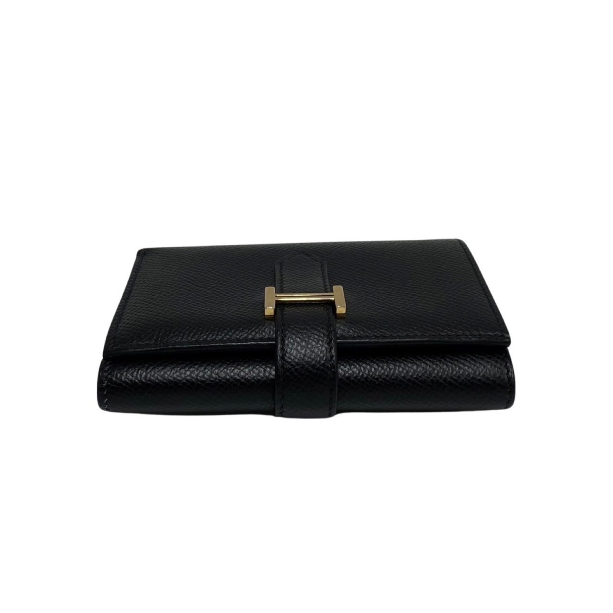 HERMES Hermes Bearn Combine Vaux Epson Leather Genuine Trifold Wallet Mini Black