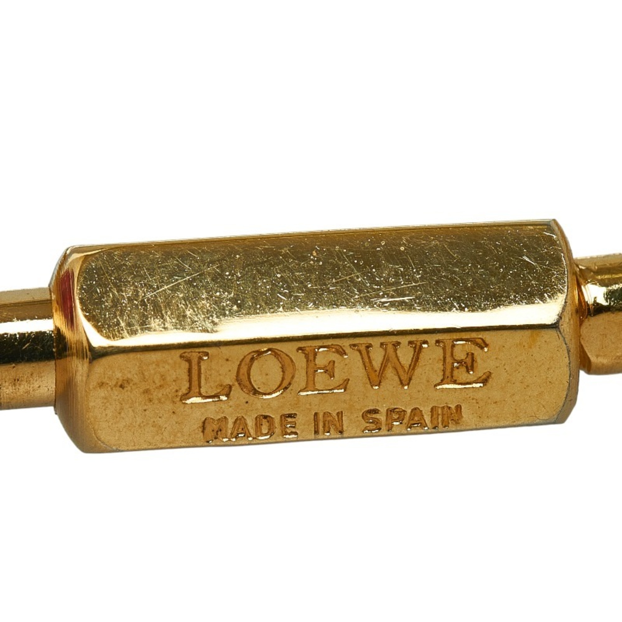 LOEWE Bag Charm Key Ring Red Gold Leather Plated Ladies