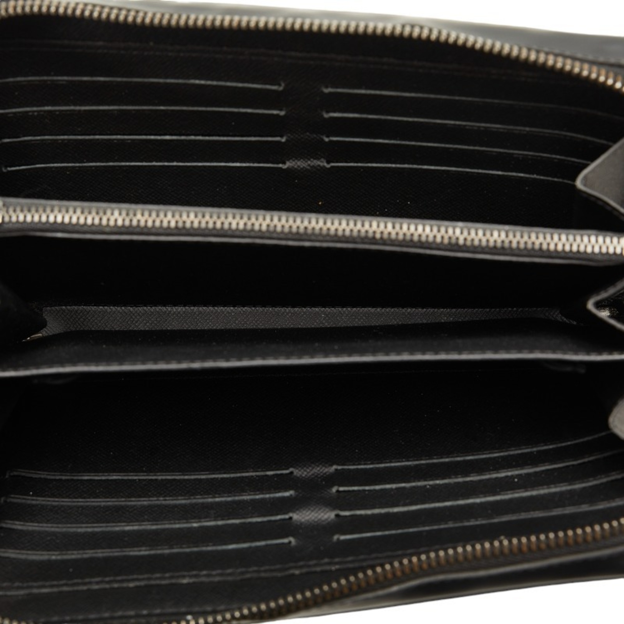 Louis Vuitton Monogram Eclipse Zippy XL Long Wallet Clutch Bag Second M61698 Black PVC Leather Men's LOUIS VUITTON
