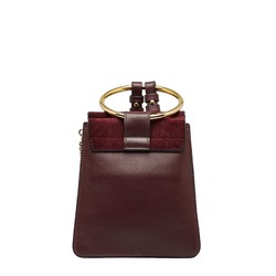 Chloé Chloe Faye Shoulder Bag Wine Red Leather Women's