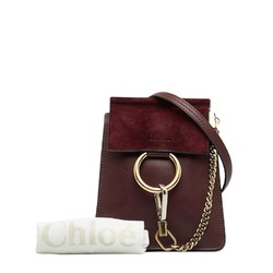 Chloé Chloe Faye Shoulder Bag Wine Red Leather Women's