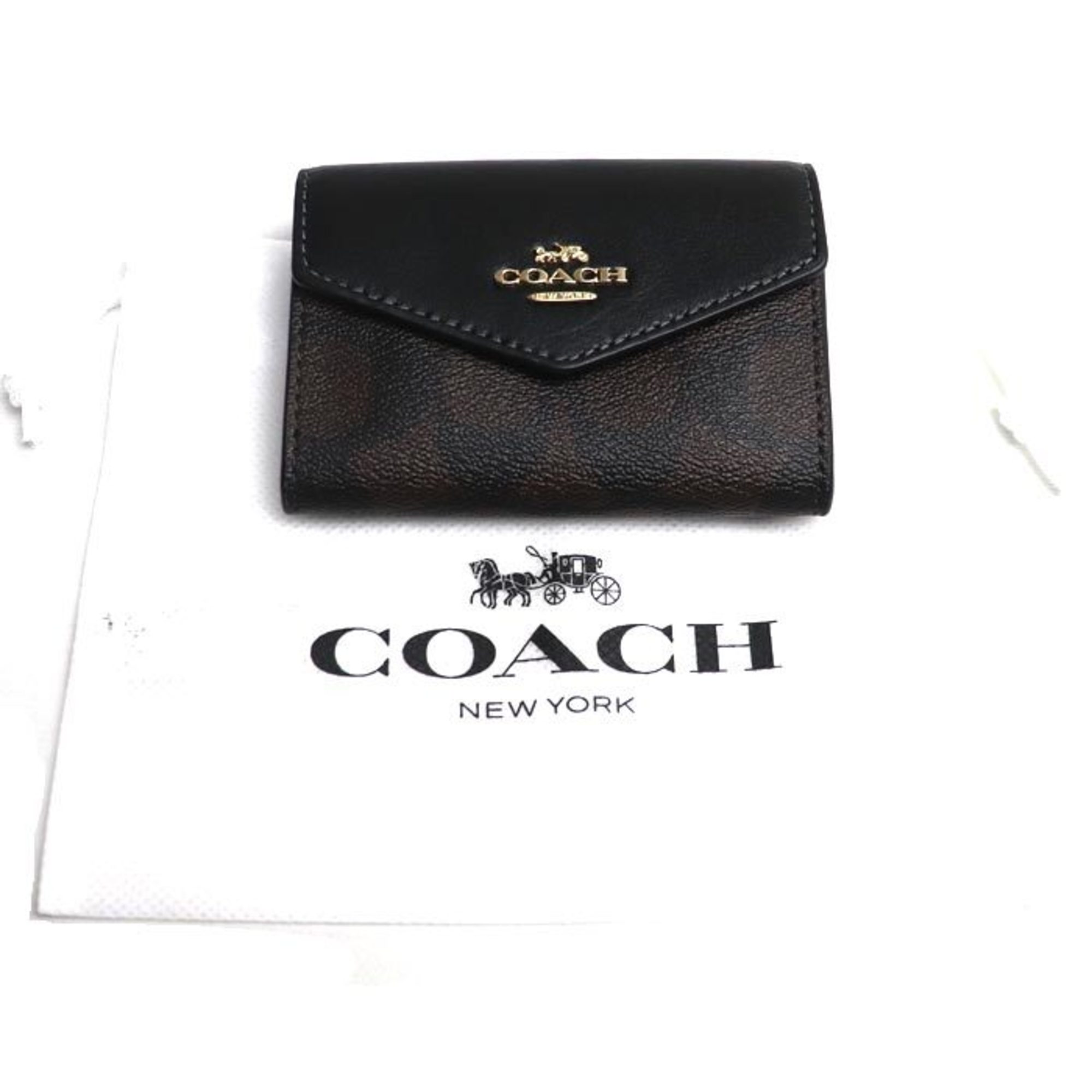 COACH Coach Signature Flap Card Case Brown Black CH202 Outlet Ladies