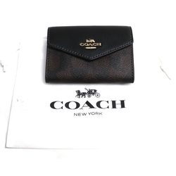 COACH Coach Signature Flap Card Case Brown Black CH202 Outlet Ladies
