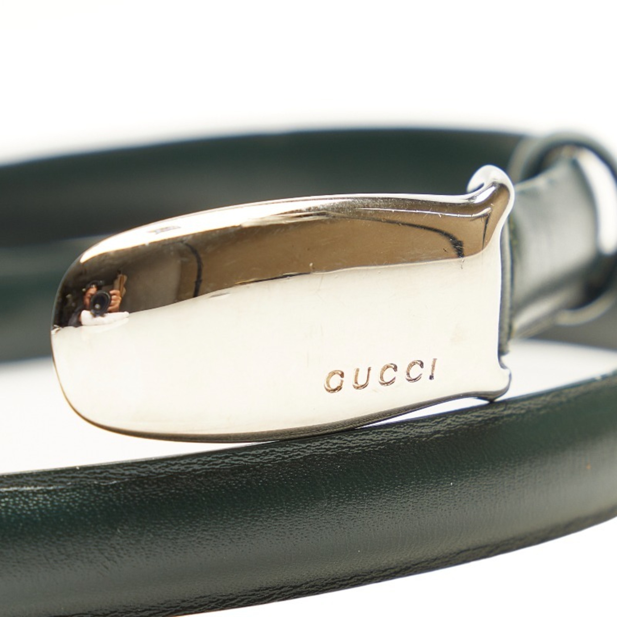 Gucci belt 036 0959 1115 green leather ladies GUCCI