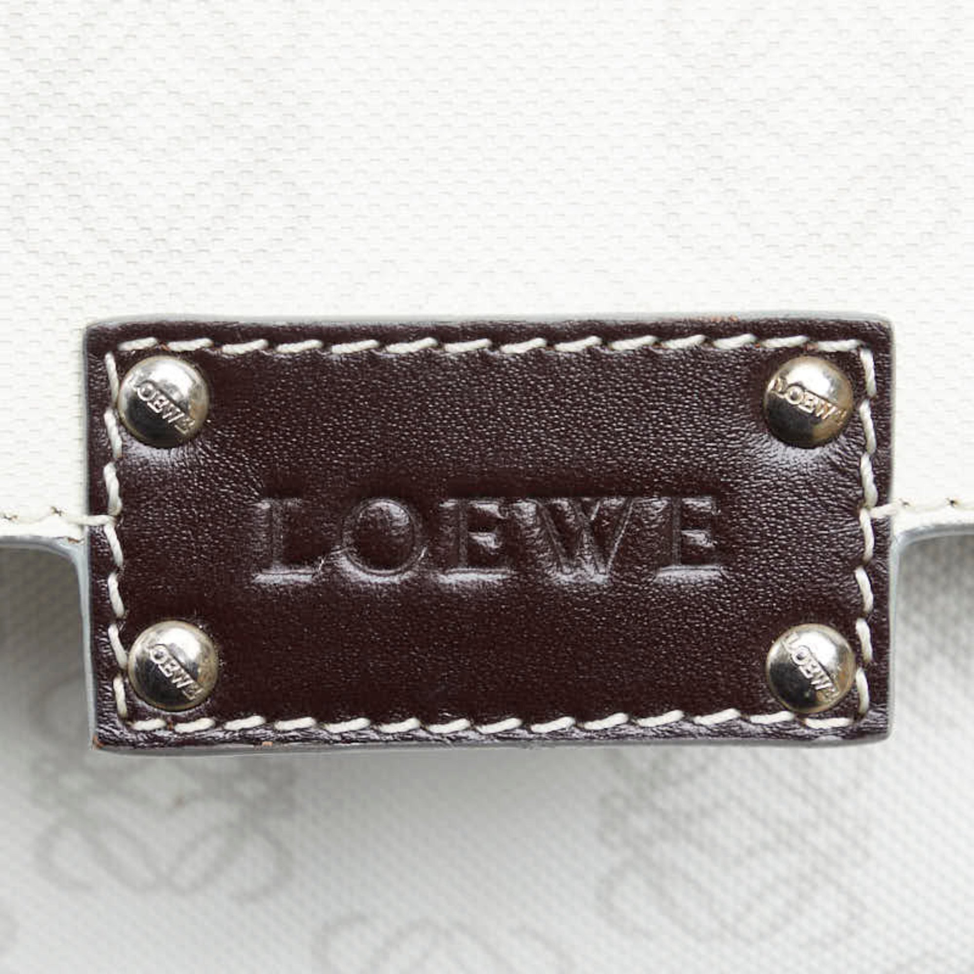 LOEWE Anagram Pouch White PVC Leather Women's