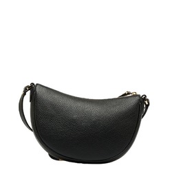 Michael Kors Dover Small Half Moon Shoulder Bag Black Leather Women's