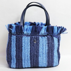 Kate Spade KATE SPADE Handbag Tote Bag Straw/Leather PXRUA386 Navy/Blue