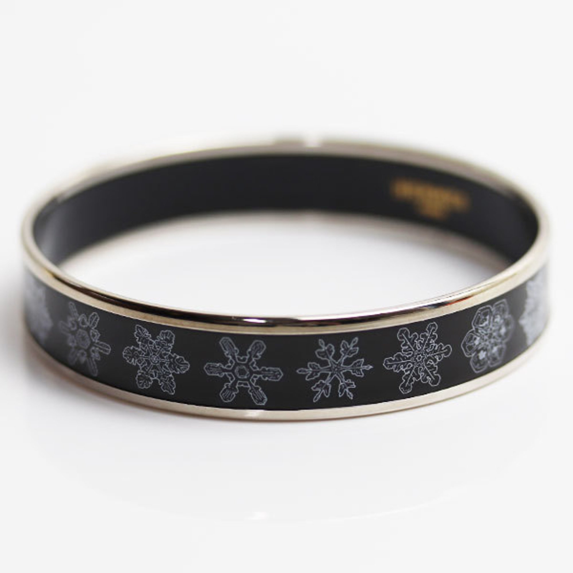 HERMES Bangle Enamel GM Bracelet Snowflake