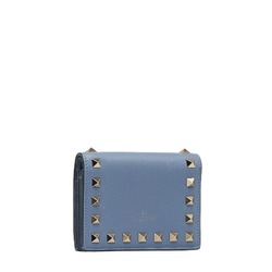 Valentino Garavani Studded Bifold Wallet P0P39BOL Blue Leather Women's