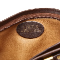 LOEWE Anagram Pouch Khaki Beige Leather Ladies